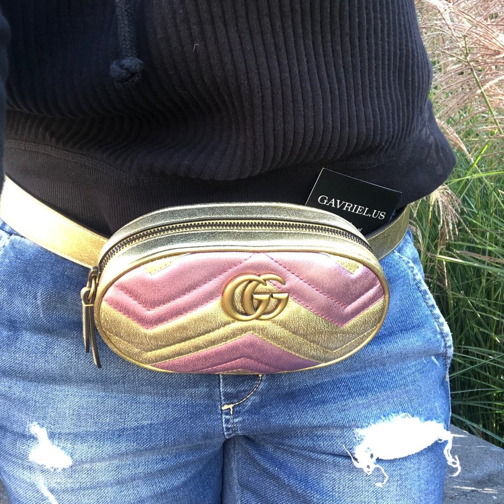 Gucci GG Metallic Matelasse Marmont Belt Bag NEW W DUST BAG - Picture 11 of 16